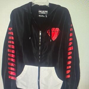 Five By Five Men's Black and Red Windbreaker Jacket